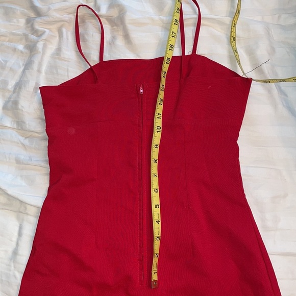 Red sexy slip dress slit Christmas holiday vacation travel party event birthday - Picture 5 of 5